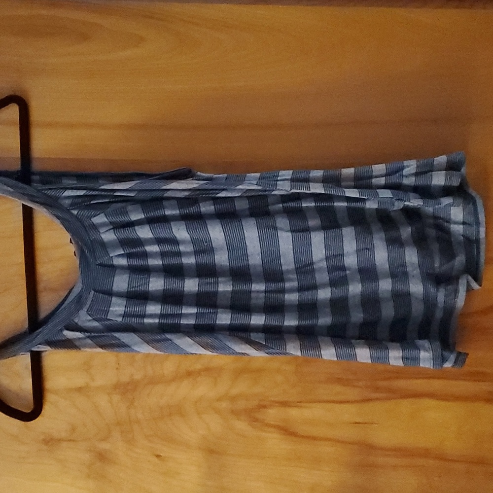 XL Green and Black Stiped Tank with zipper down 1/2 of back